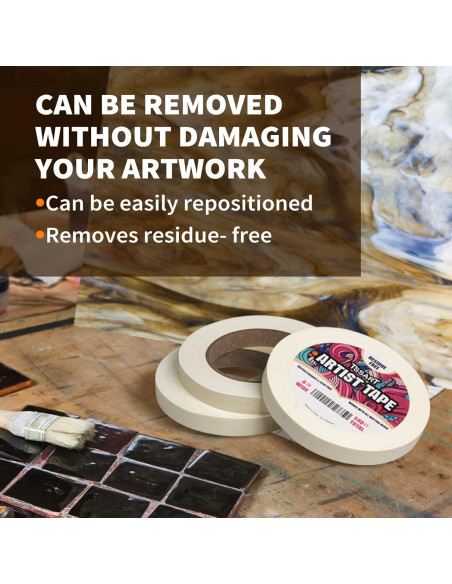 Paquete de 3 Cintas de Artista TSSART 1.52 cm Ancho 54.86 m