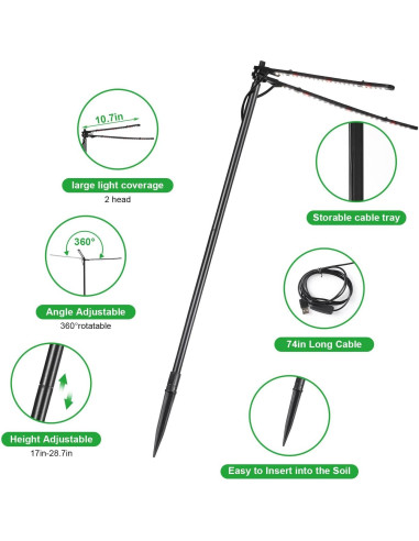 Luz de Crecimiento de Plantas Bodkar BK-PL1007 6000K Ajustable