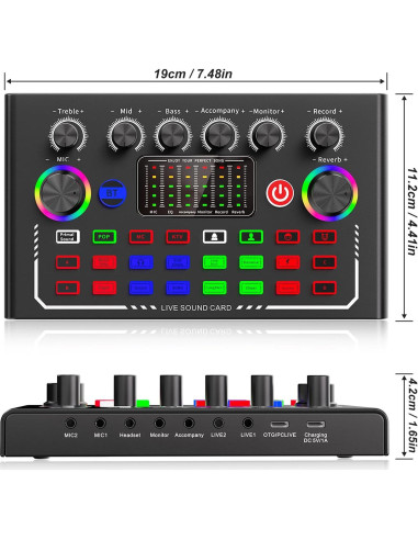 Facmogu F009 Mezclador de Audio Bluetooth para Podcast