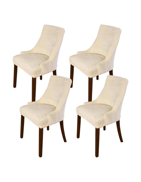 Funda de Silla Alta MIFXIN Terciopelo Beige Juego de 4 Funda de Silla Alta MIFXIN Terciopelo Beige Juego de 4