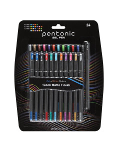 Bolígrafos de Gel Pentonic 24 Colores, Punta Fina y Media