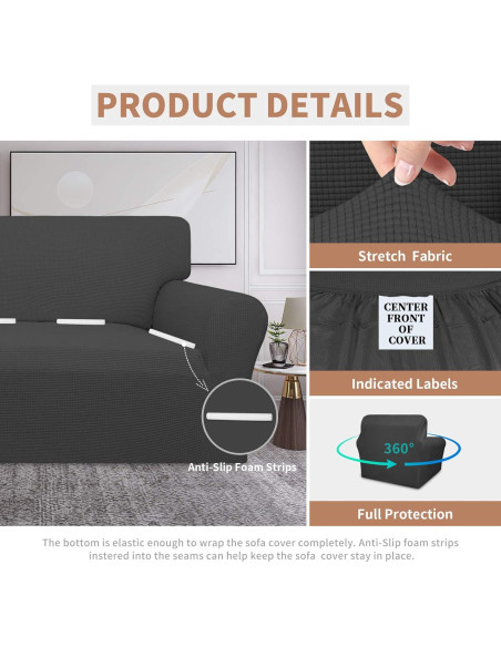 Easy-Going Funda de Silla Sofá Impermeable Gris Oscuro Easy-Going Funda de Silla Sofá Impermeable Gris Oscuro