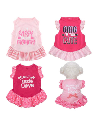 Vestido para Perro Weewooday 4 Piezas Rosa Talla S