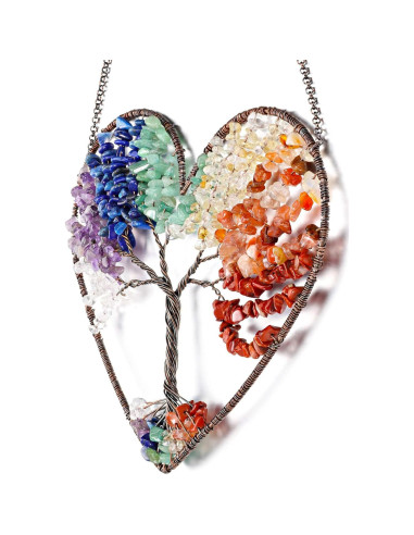Adorno Colgante JOVIVI Árbol de la Vida 7 Chakra 12.5 cm