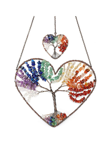 Adorno Colgante JOVIVI Árbol de la Vida 7 Chakra 12.5 cm