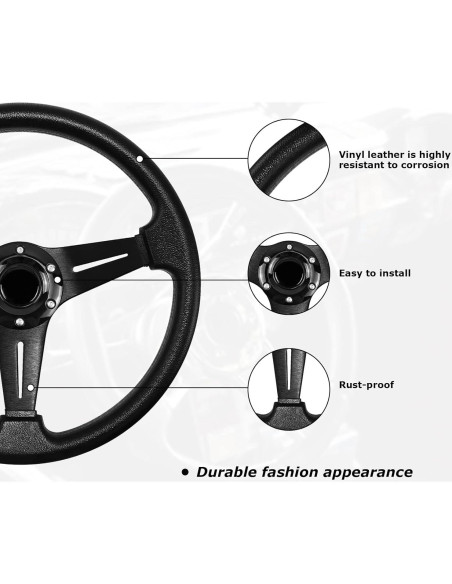 Volante de Carreras QYMOPAY 35 cm Antideslizante Negro Volante de Carreras QYMOPAY 35 cm Antideslizante Negro