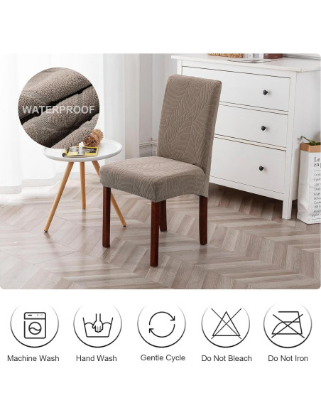 Cubiertas de Silla Genina Impermeables 6 PCS Hojas-Taupe Cubiertas de Silla Genina Impermeables 6 PCS Hojas-Taupe