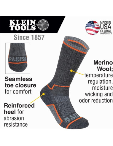Calcetines Térmicos Klein Tools 60509 de Lana Merino XL