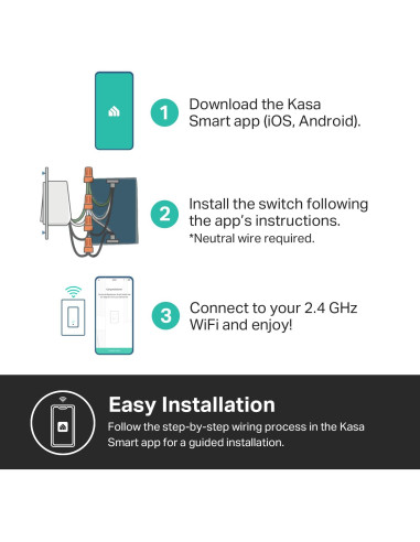 Interruptor Luz Inteligente Kasa KS200P3 Wi-Fi 3 Piezas