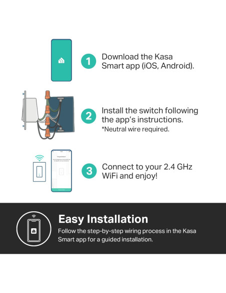 Interruptor Luz Inteligente Kasa KS200P3 Wi-Fi 3 Piezas Interruptor Luz Inteligente Kasa KS200P3 Wi-Fi 3 Piezas