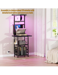 Soporte para Tocadiscos YAKANJ con Luz LED y Almacenamiento 2