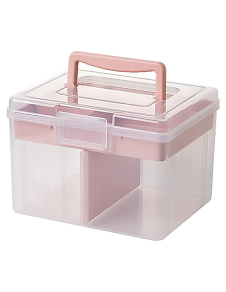 Caja de Almacenamiento Plástica FOREVERIE Pequeña Rosa y Transparente Caja de Almacenamiento Plástica FOREVERIE Pequeña Rosa y Transparente