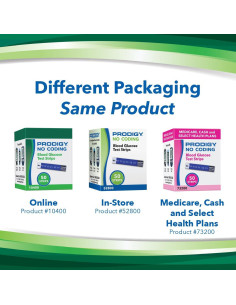 Tiras de Prueba Glucosa PRODIGY 10400 Sin Codificación 50u 2