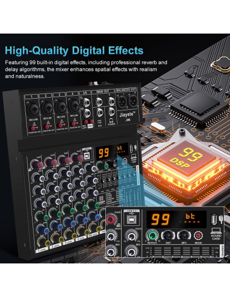 Mezclador de Audio Jiayete JM6 6 Canales Bluetooth 48V Mezclador de Audio Jiayete JM6 6 Canales Bluetooth 48V