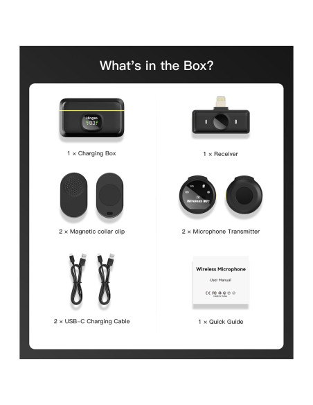 Micrófono Lavalier Inalámbrico Hingso Lightning 48kHz 50Hrs