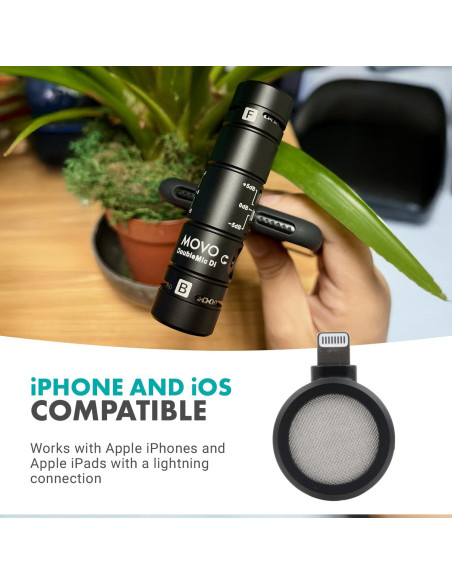 Micrófono Movo DoubleMic-DI Doble Cápsula para iPhone Micrófono Movo DoubleMic-DI Doble Cápsula para iPhone