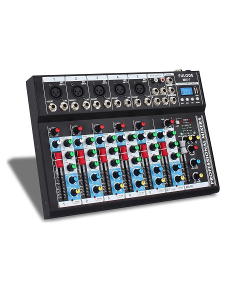 Mezclador de Audio Bluetooth 7 Canales MIX-7 48V USB Mezclador de Audio Bluetooth 7 Canales MIX-7 48V USB