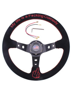 Volante de Carreras RASTP 34.5 cm Suede Universal con Claxon