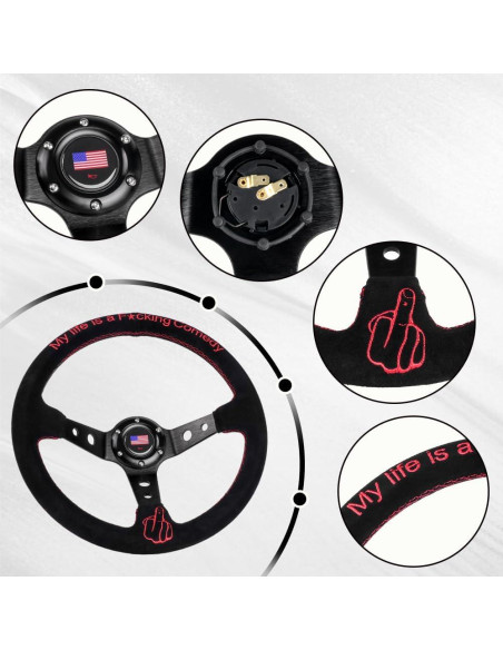 Volante de Carreras RASTP 34.5 cm Suede Universal con Claxon Volante de Carreras RASTP 34.5 cm Suede Universal con Claxon