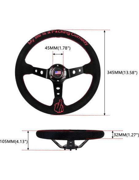Volante de Carreras RASTP 34.5 cm Suede Universal con Claxon Volante de Carreras RASTP 34.5 cm Suede Universal con Claxon