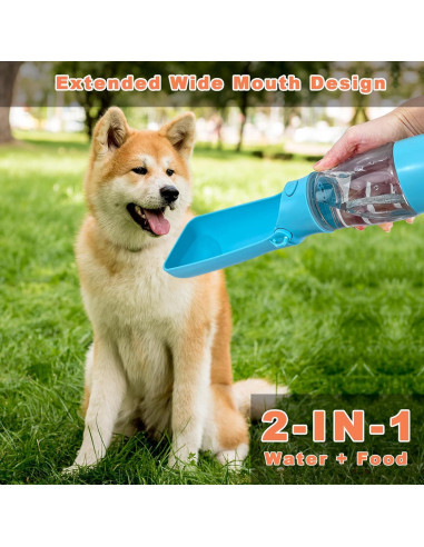 Botella de Agua Portátil para Perros CORIMEI 2 en 1 Azul