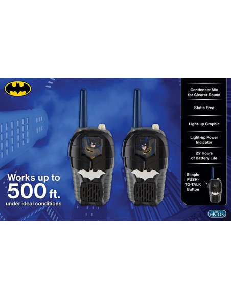 Walkie Talkies Batman eKids para Niños Sin Estática 152m Walkie Talkies Batman eKids para Niños Sin Estática 152m