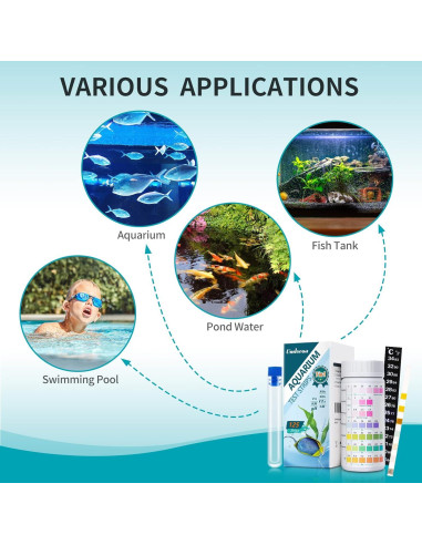 Kit de Prueba de Acuario 7 en 1 Umlecoa - 125 Tiras y Termómetro