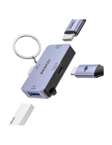 Hub USB-C 3-en-1 BENFEI HDMI 4K 100W 10Gbps Compacto