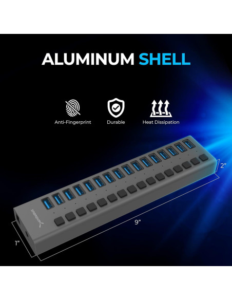Hub USB 3.0 Sabrent 16 Puertos con Cargador 90W HB-PU16 Hub USB 3.0 Sabrent 16 Puertos con Cargador 90W HB-PU16