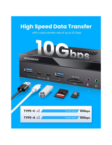 Lector de Tarjetas GRAUGEAR USB 3.2 5.25" con Audio