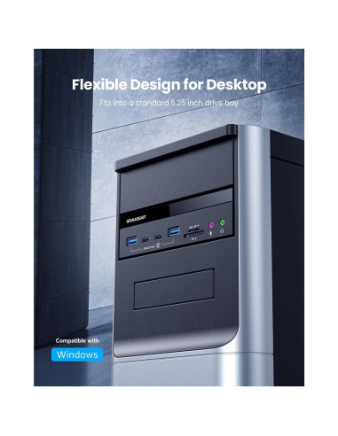 Lector de Tarjetas GRAUGEAR USB 3.2 5.25" con Audio