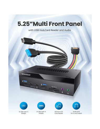 Lector de Tarjetas GRAUGEAR USB 3.2 5.25" con Audio