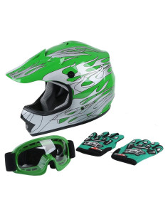 Casco Motocicleta XFMT DOT Niños Off-Road Llama Verde S