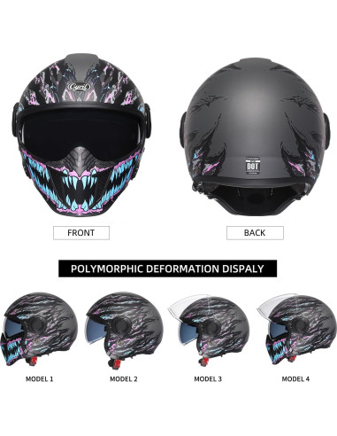 Casco de Motocicleta TRIANGLE OP12A Doble Visor Talla L