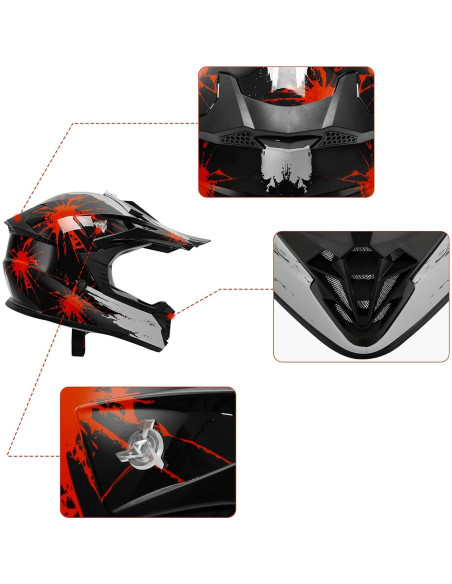 Casco de Motocross XFMT para Niños con Gafas y Guantes Casco de Motocross XFMT para Niños con Gafas y Guantes
