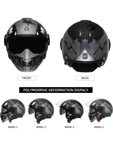 Casco de Moto TRIANGLE OP12A Doble Visor Verde Fluorescente