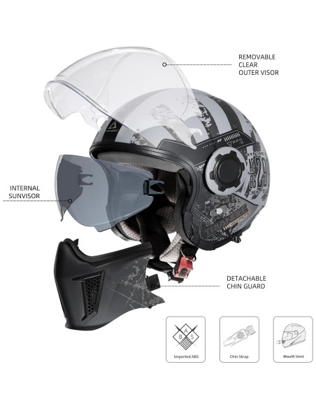 Casco de Motocicleta TRIANGLE OP12A Verde Doble Visor Casco de Motocicleta TRIANGLE OP12A Verde Doble Visor