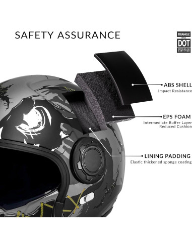 Casco de Moto TRIANGLE OP12A Doble Visor Verde Fluorescente