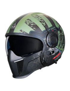 Casco Motocicleta TRIANGLE OP12A Verde Doble Visor XL