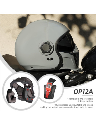 Casco de Motocicleta TRIANGLE OP12A Doble Visera Gris M