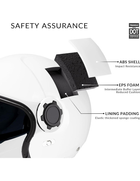 Casco de Motocicleta TRIANGLE OP12A Doble Visor Grande Blanco Casco de Motocicleta TRIANGLE OP12A Doble Visor Grande Blanco