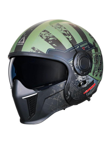 Casco de Motocicleta TRIANGLE OP12A Doble Visor Verde Grande