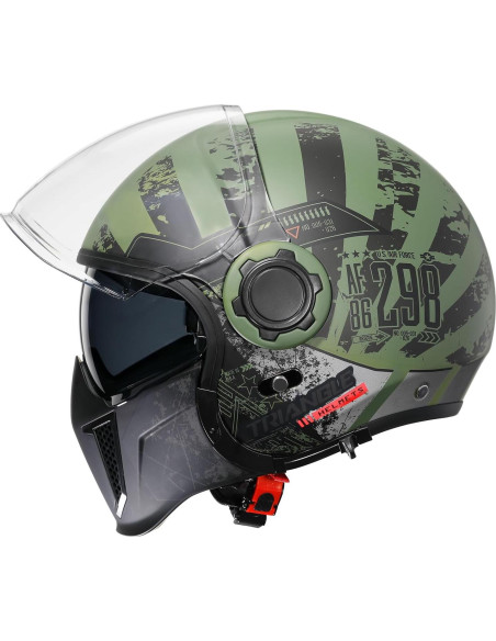 Casco de Motocicleta TRIANGLE OP12A Doble Visor Verde Grande Casco de Motocicleta TRIANGLE OP12A Doble Visor Verde Grande