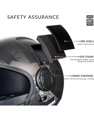 Casco de Motocicleta TRIANGLE OP12A Doble Visor Amarillo XXL