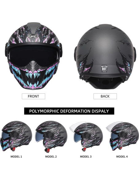 Casco de Motocicleta TRIANGLE OP12A Doble Visor Azul Púrpura Casco de Motocicleta TRIANGLE OP12A Doble Visor Azul Púrpura