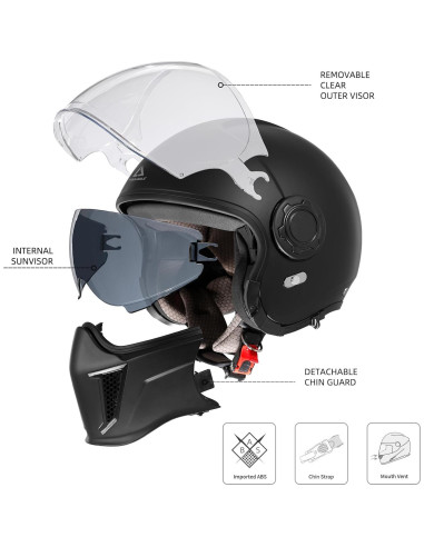 Casco de Motocicleta TRIANGLE Full Face Negro Mediano