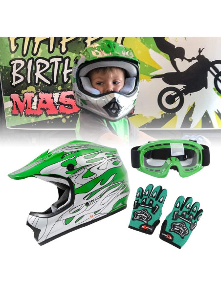 Casco Motocicleta TCT-MOTORPARTS Mediano Niños Llama Verde Casco Motocicleta TCT-MOTORPARTS Mediano Niños Llama Verde