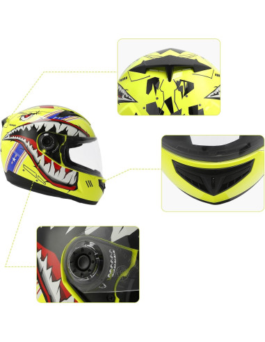 Casco TCT-MOTORPARTS Juvenil Offroad Mediano Boca Amarilla