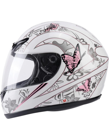 Casco Integral TCMT Rosa Mariposa XL con Visera Abatible