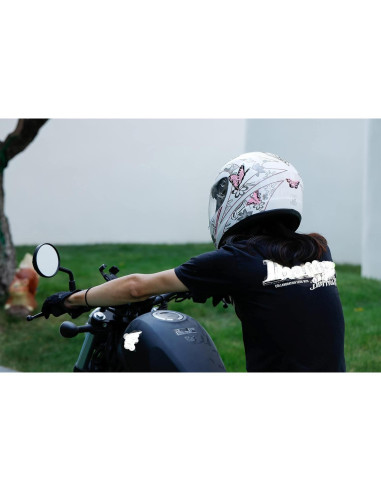 Casco Integral TCMT Rosa Mariposa XL con Visera Abatible